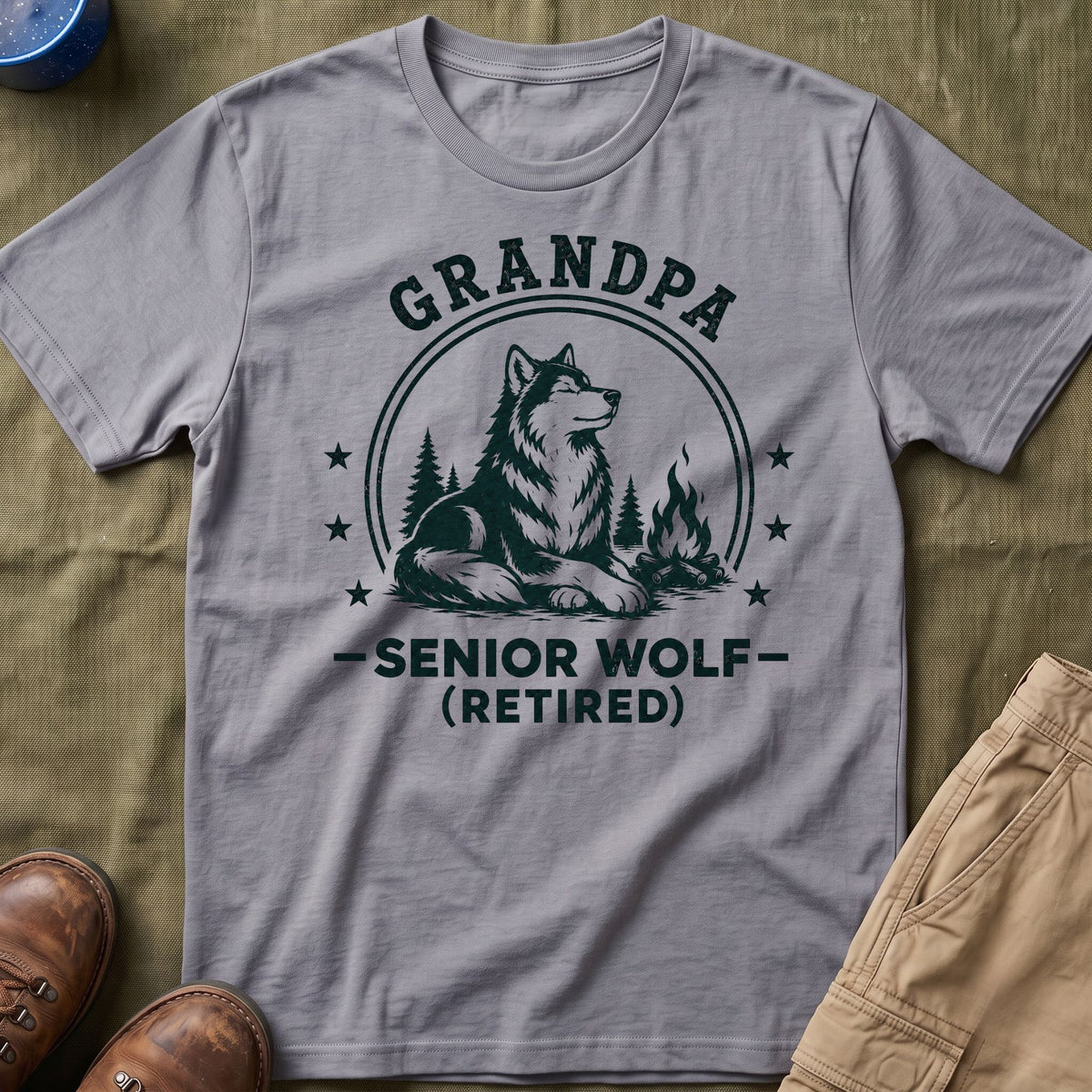 Grandpa — Senior Wolf (Retired) Matching T-Shirt