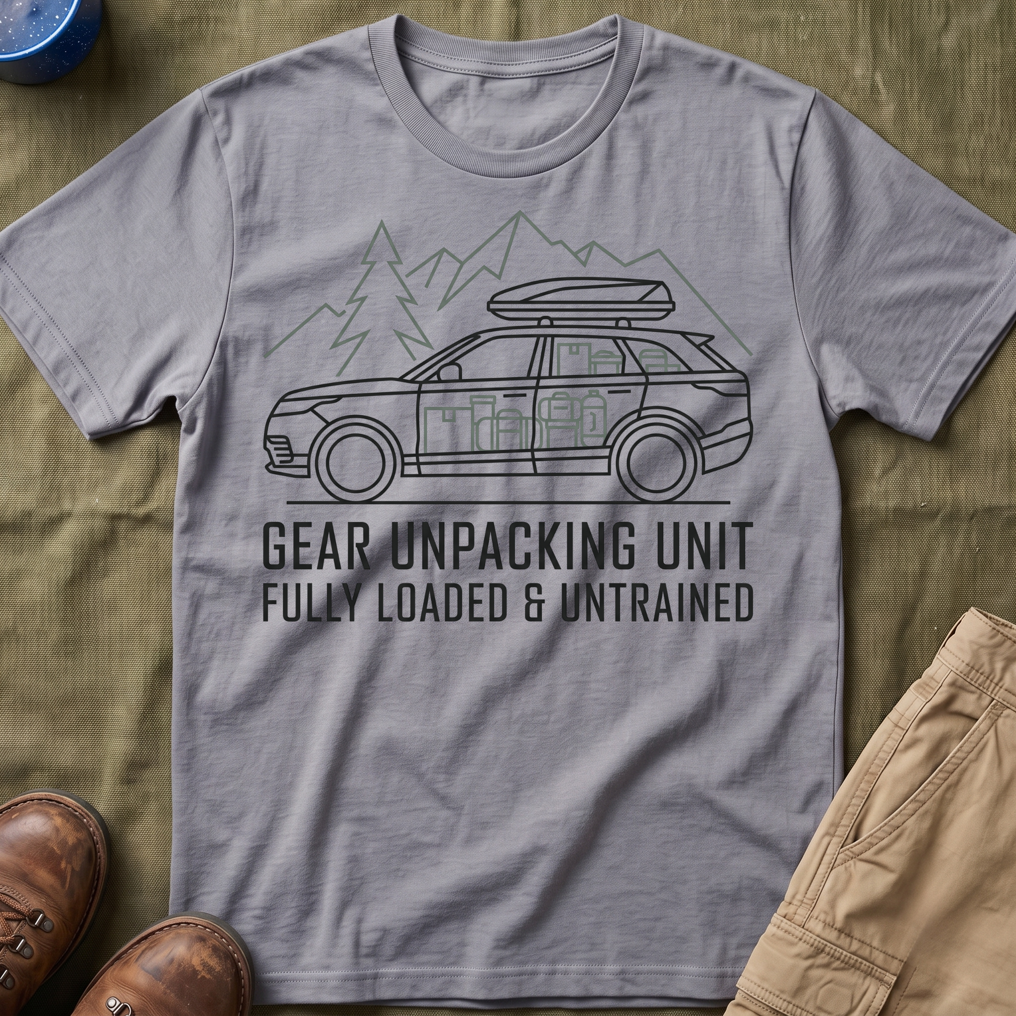 Gear Unpacking Unit — Fully Loaded and Untrained T-Shirt