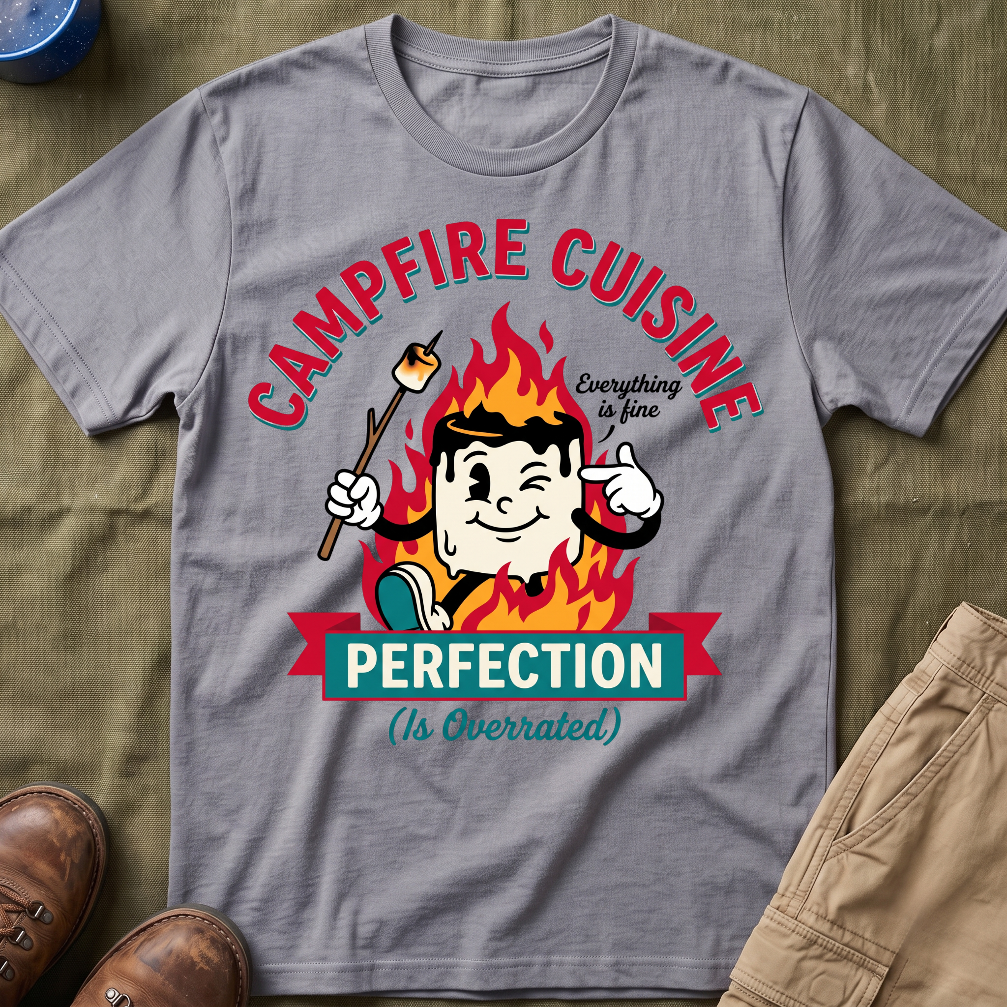 Campfire Cuisine — Perfection Is Overrated T-Shirt