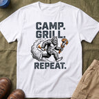 Camp, Grill, Repeat — With Bigfoot T-Shirt