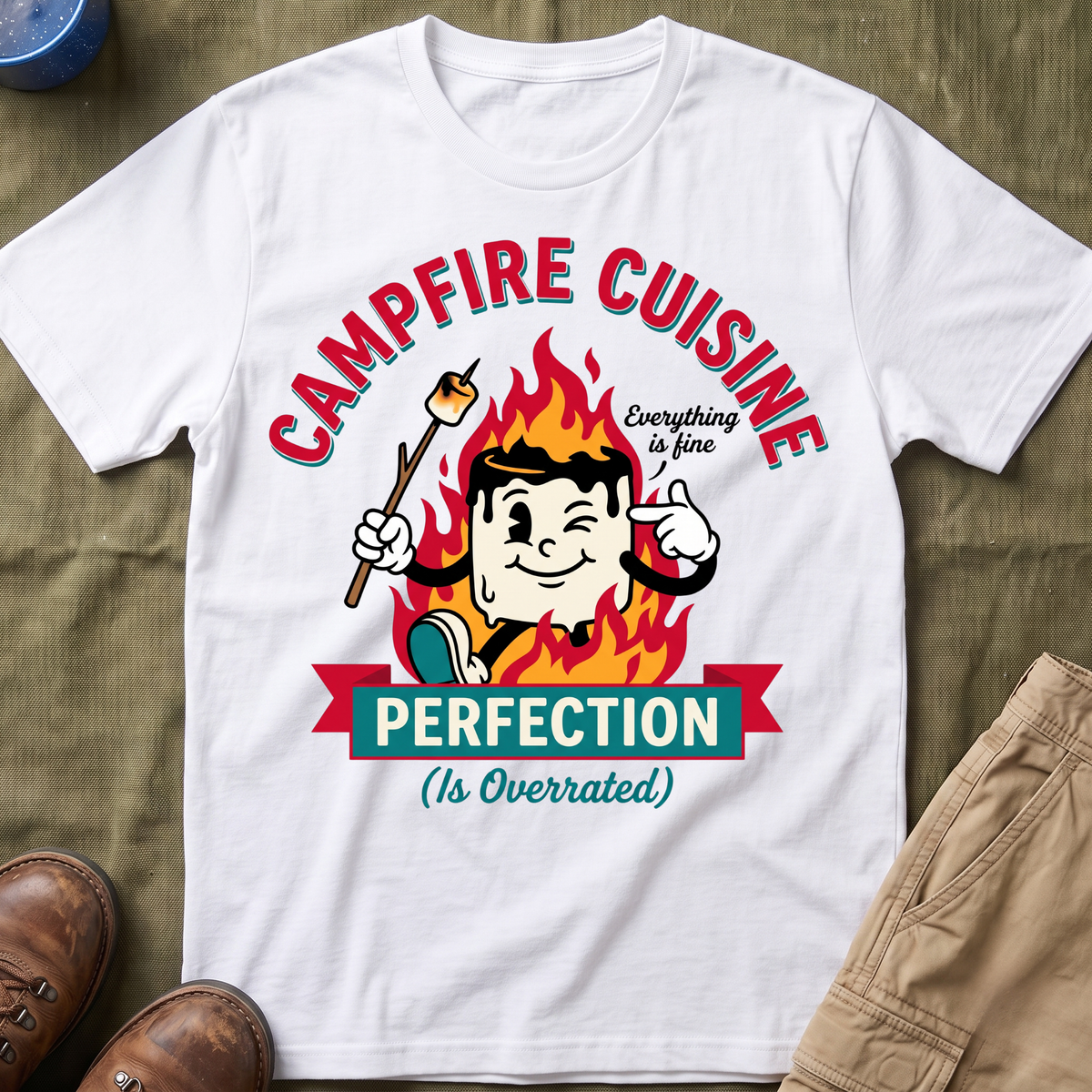 Campfire Cuisine — Perfection Is Overrated T-Shirt