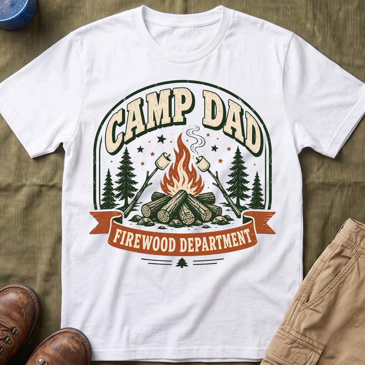Camp Dad — Firewood Department Retro T-Shirt