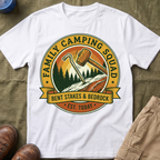 Family Camping Squad — Bent Stakes & Bedrock T-Shirt