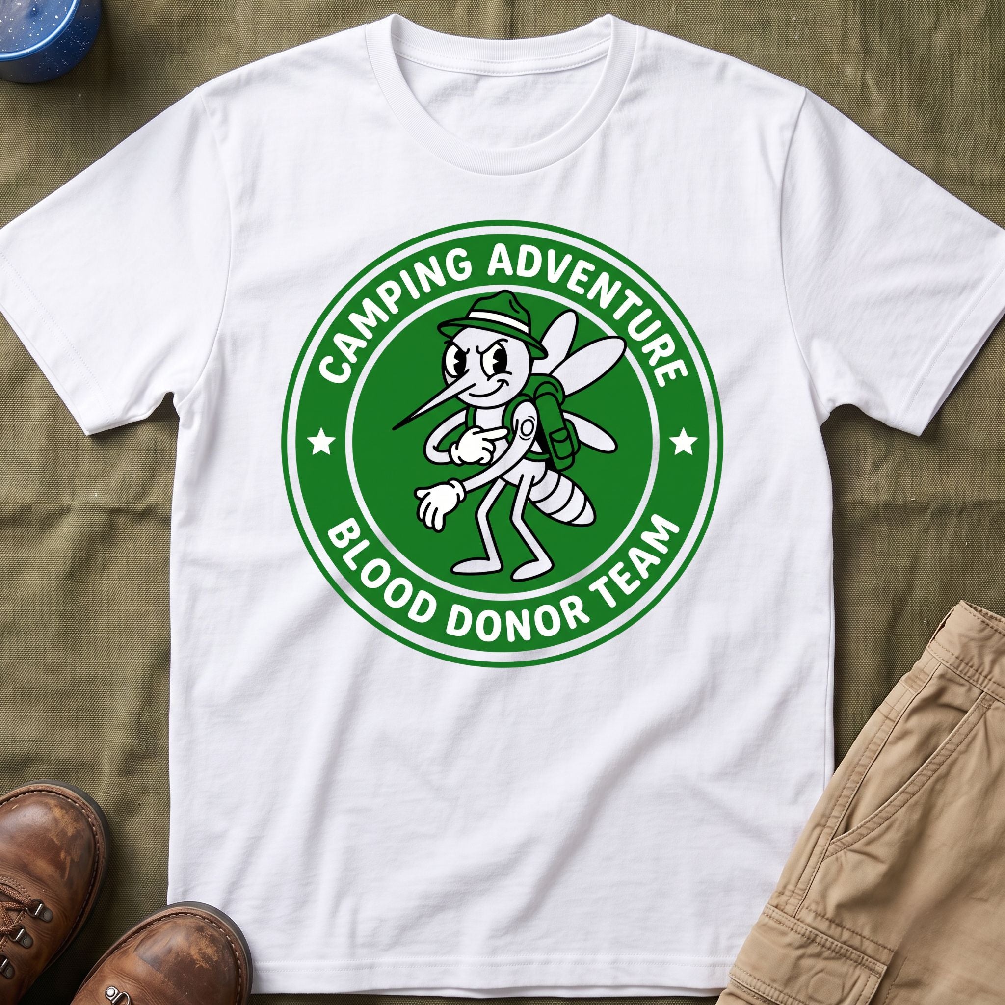 Camping Adventure — Blood Donor Team With Mosquitoes T-Shirt