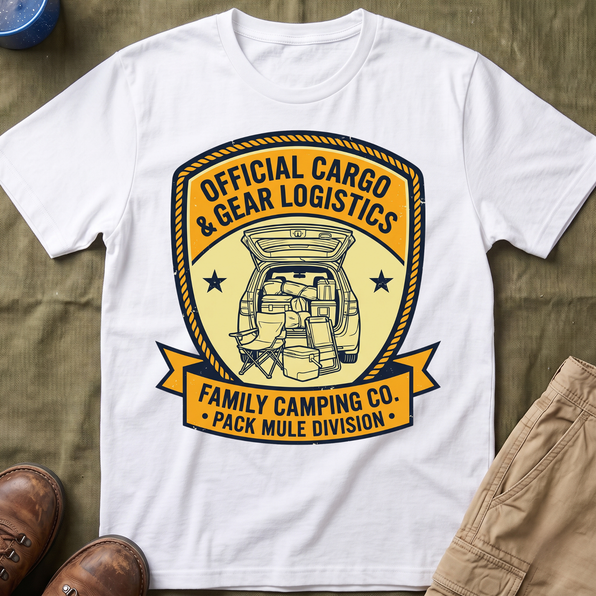 Official Cargo & Gear Logistics — Pack Mule Division T-Shirt