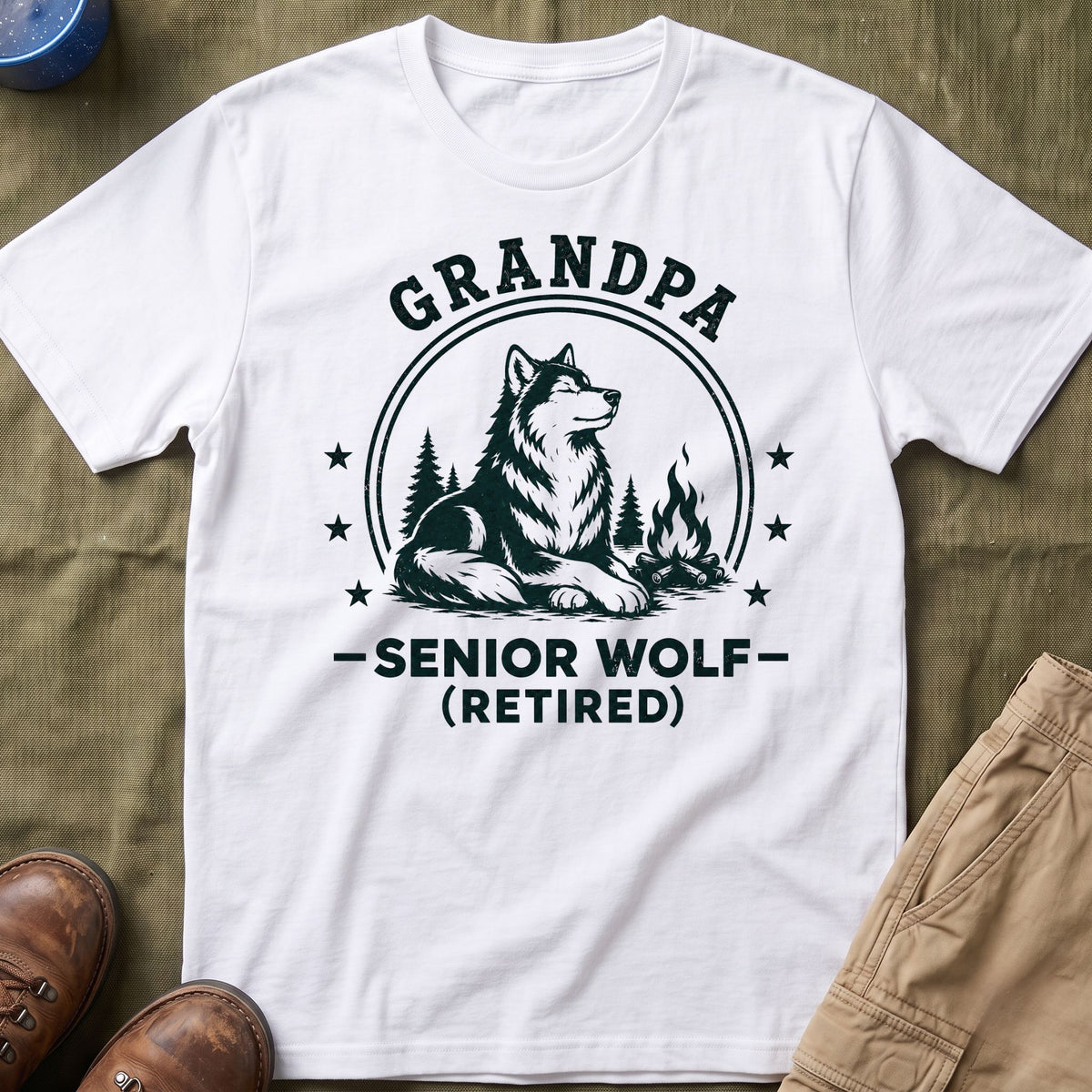 Grandpa — Senior Wolf (Retired) Matching T-Shirt