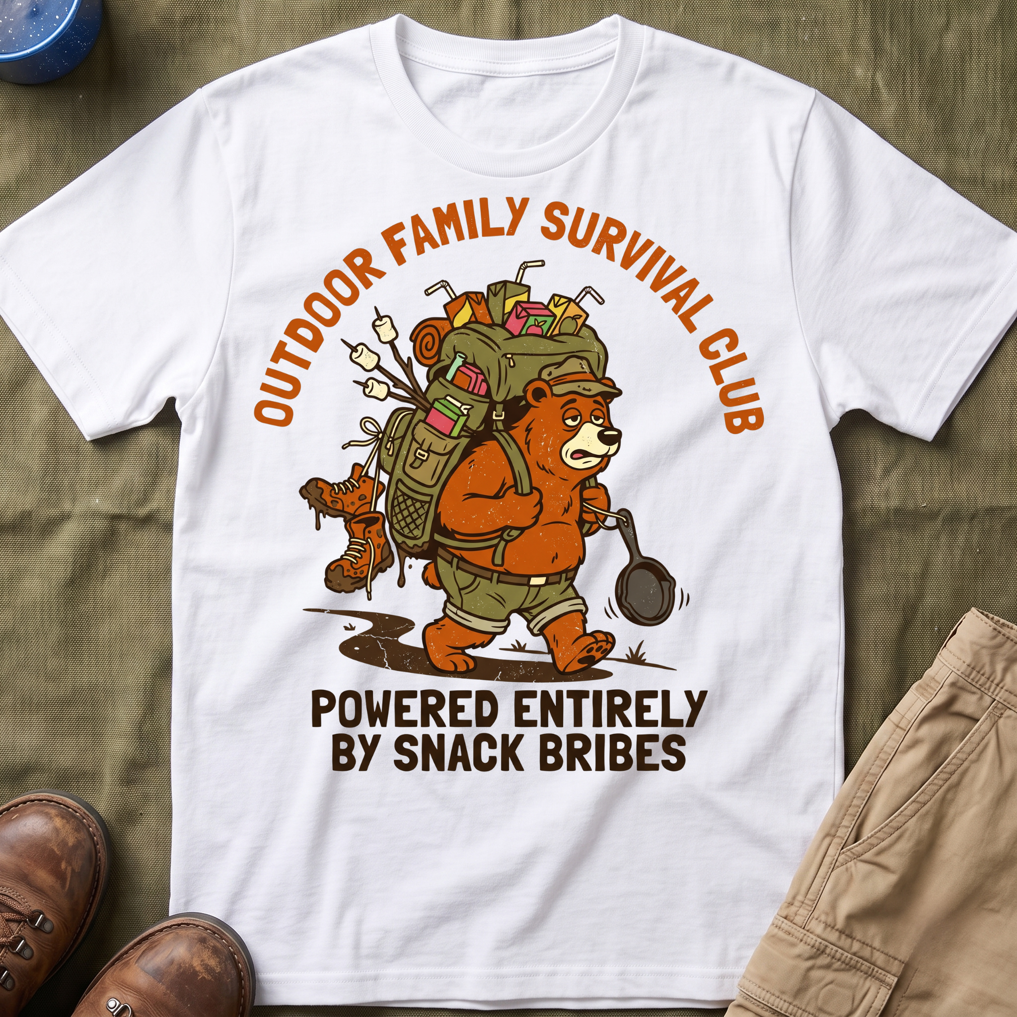 Outdoor Family Survival Club —  Powered Entirely by Snack Bribes T-Shirt