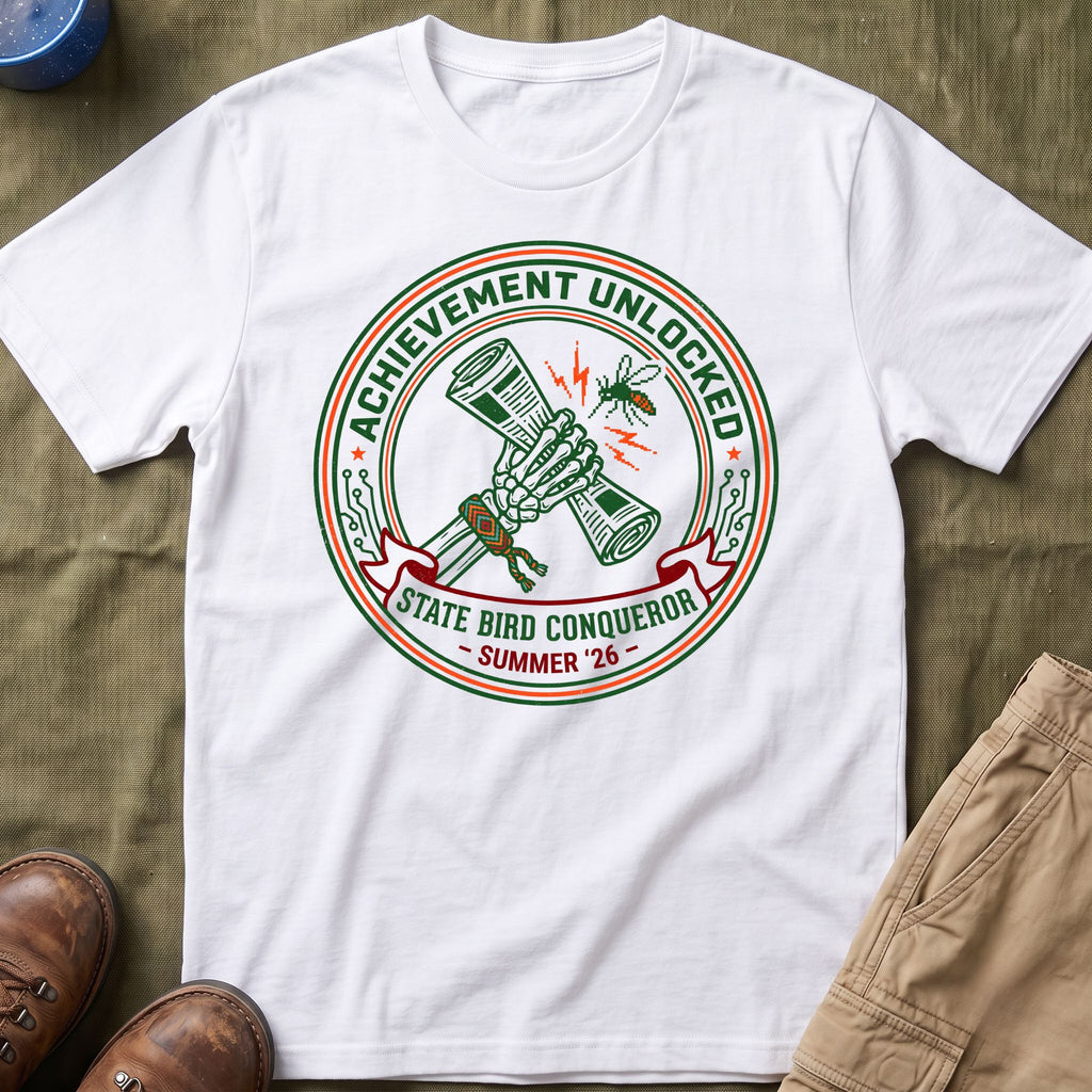 Achievement Unlocked — State Bird Conqueror With Mosquito And Skeleton T-Shirt