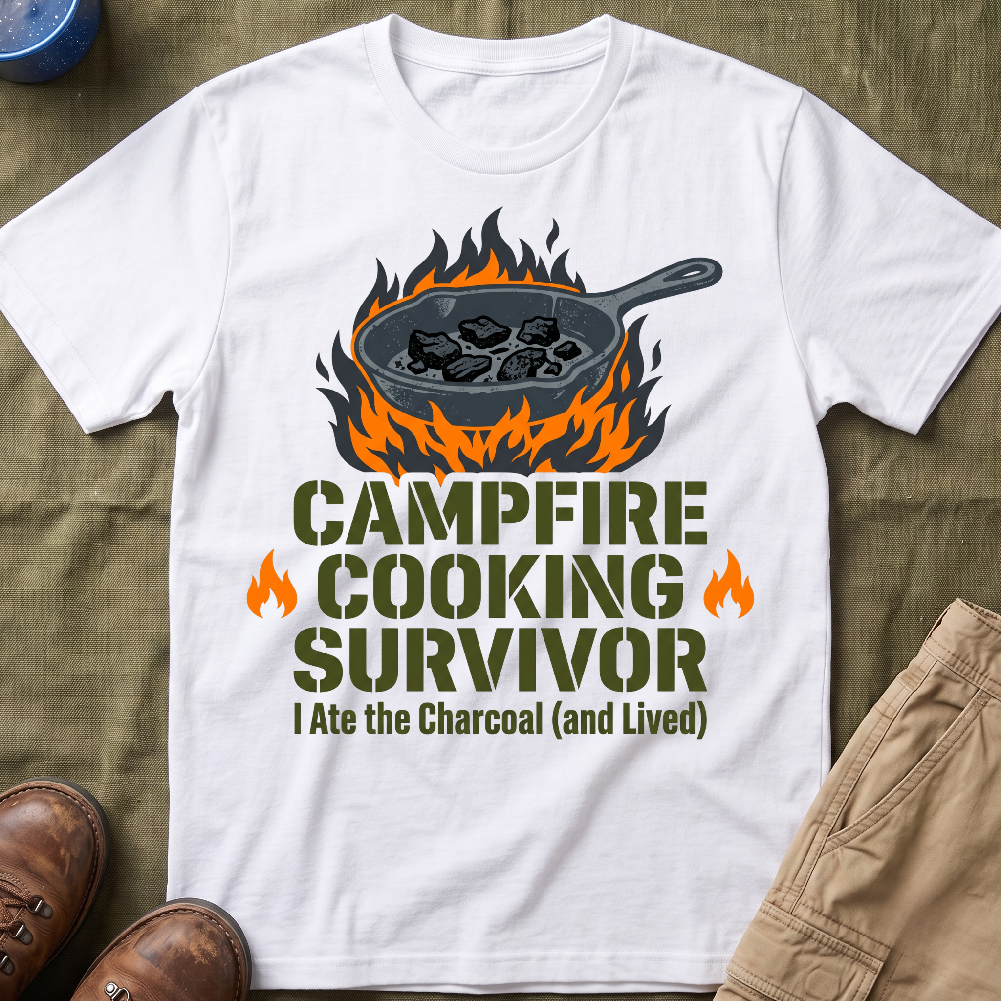 Campfire Cooking Survivor — I Ate the Charcoal (and Survived) Family Camping T-Shirt