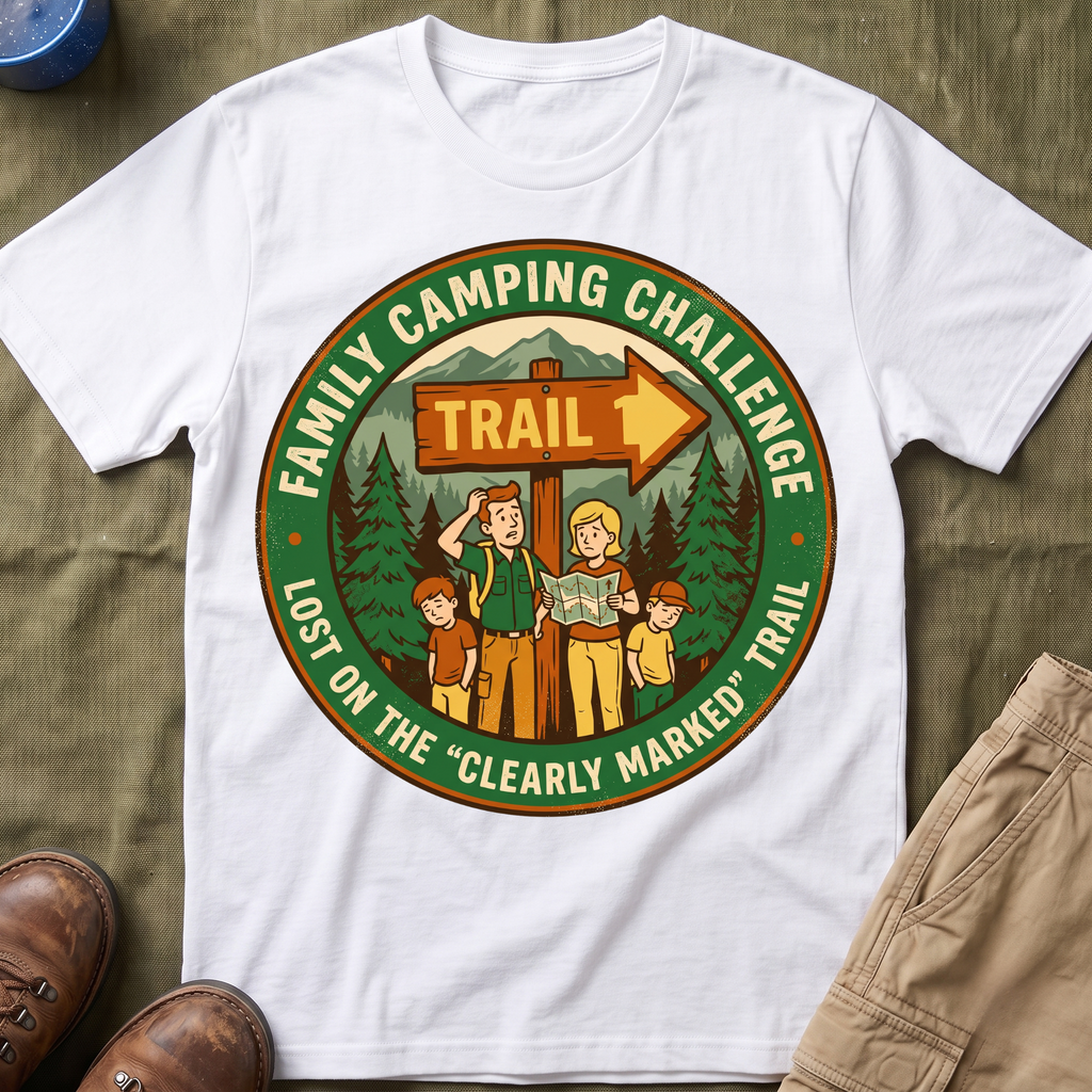 Family Camping Challenge — Lost On The Clearly Marked Trail T-Shirt