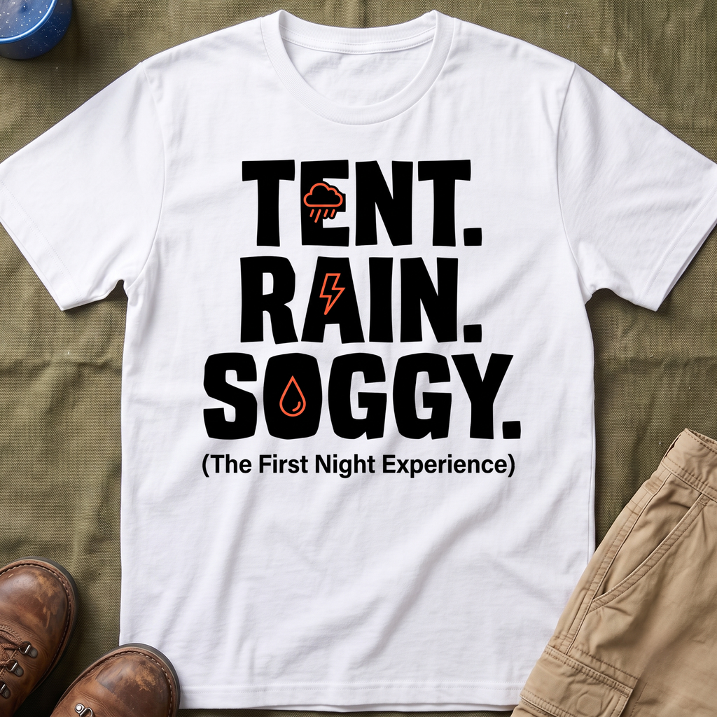 Tent Rain Soggy — The First Night Experience T-Shirt